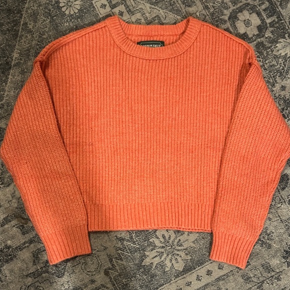 American Eagle Outfitters Orange Ribbed cropped Sweater - Picture 1 of 3